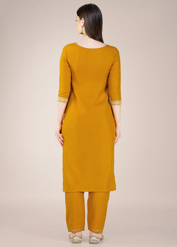 3 Pc Mustard Readymade Cotton Suit Set Best Place To Buy Online