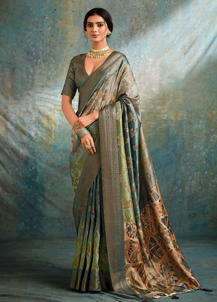 Grey Spun Silk Saree With Blouse Piece Pick A Best For Sale