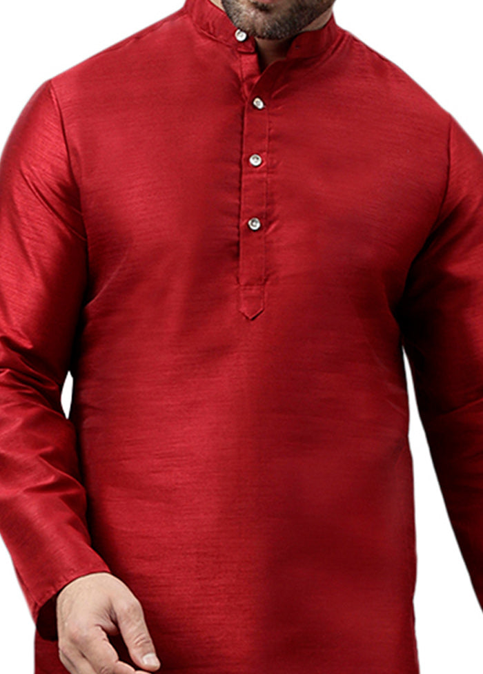 Maroon Dupion Silk Solid Kurta Shop Offer Cheap Online