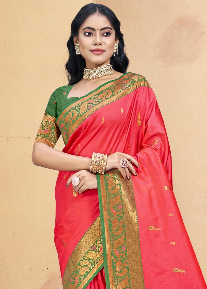 Pink Dupion Silk Saree With Blouse Piece Clearance Limited Edition