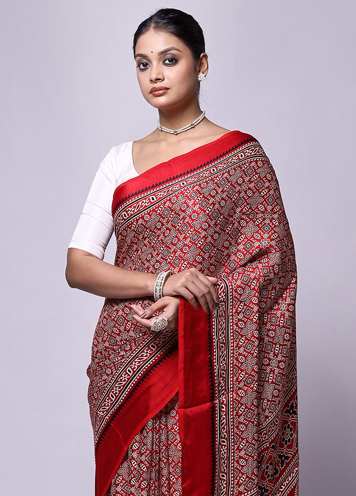 Red Pure Modal Silk Saree Without Blouse Piece Best Place Cheap Pice