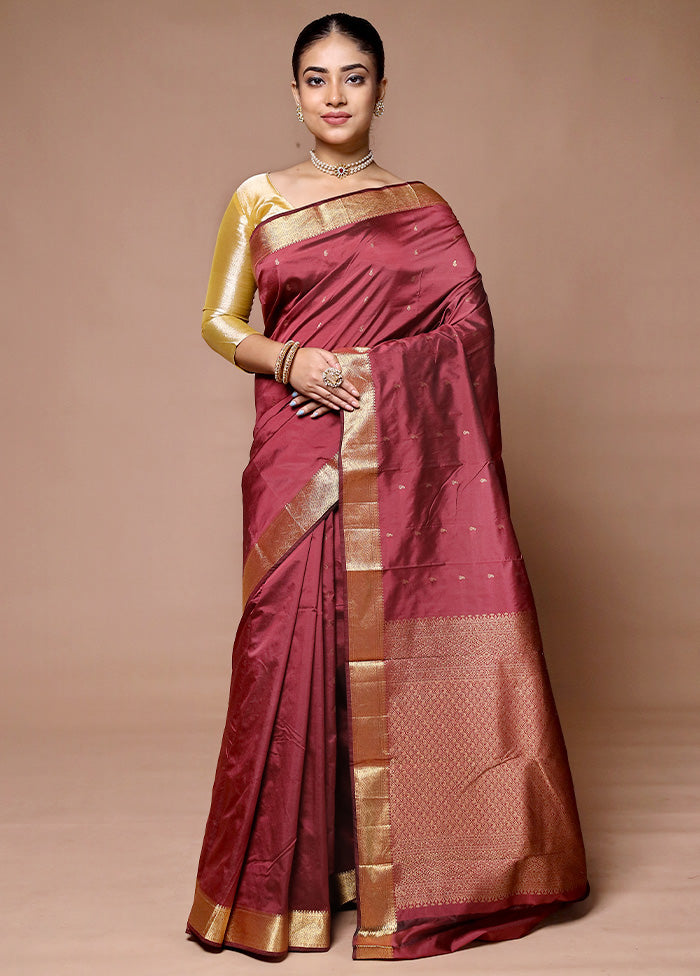 Maroon Kanjivaram Silk Saree With Blouse Piece Clearance Great Deals