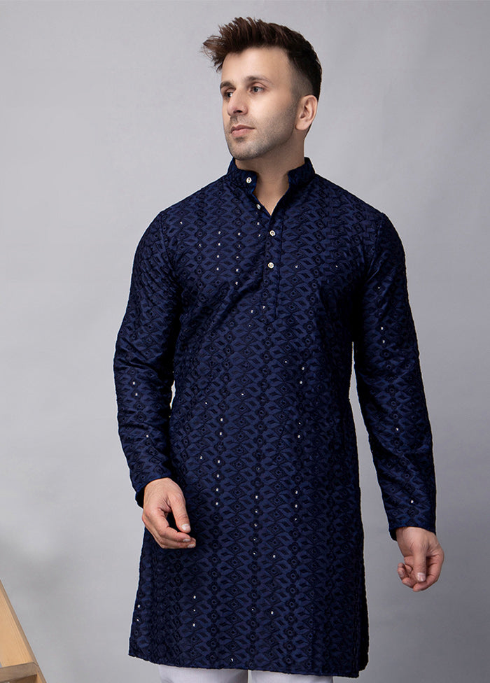 2 Pc Navy Blue Viscose Kurta Pajama Set Clearance Tumblr