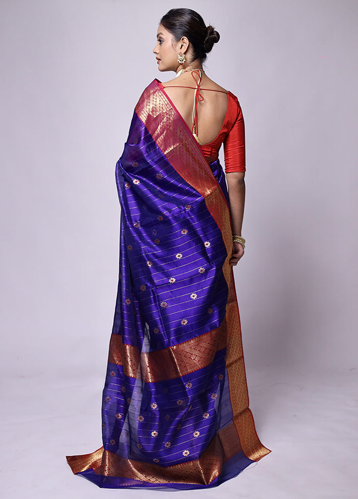 Blue Handloom Chanderi Pure Cotton Saree With Blouse Piece Clearance Largest Supplier