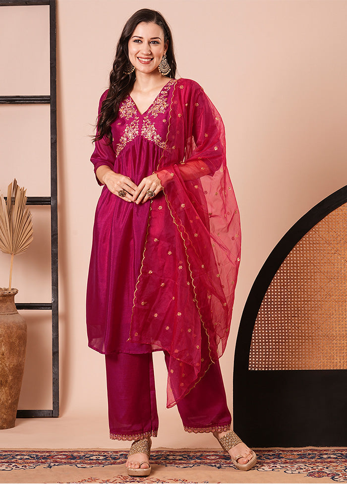 3 Pc Pink Readymade Silk Dupatta Suit Set Buy Cheap 2025 Newest