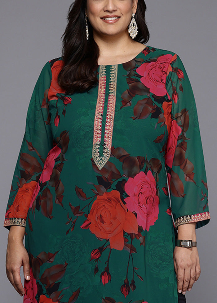 Green Readymade Georgette Kurti Many Kinds Of Cheap Online