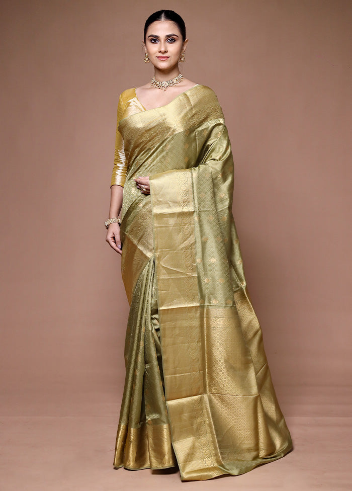 Green Handloom Kanjivaram Pure Silk Saree With Blouse Piece High Quality