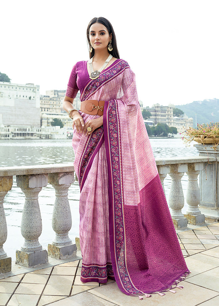 Pink Spun Silk Saree With Blouse Piece Store With Big Discount