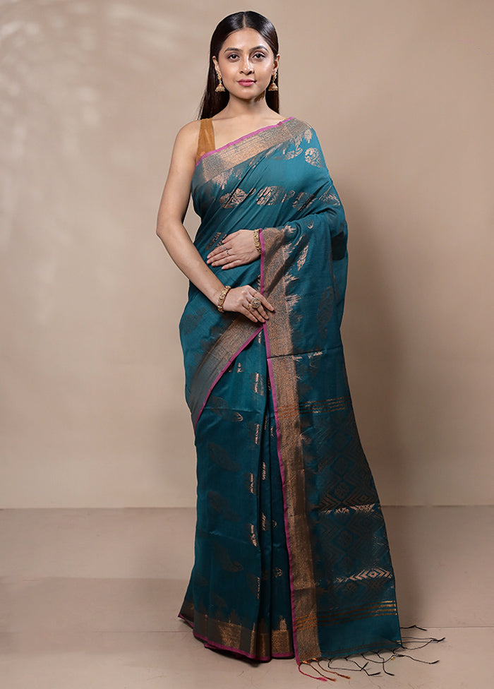 Green Khadi Cotton Saree With Blouse Piece Cheap Outlet Locations