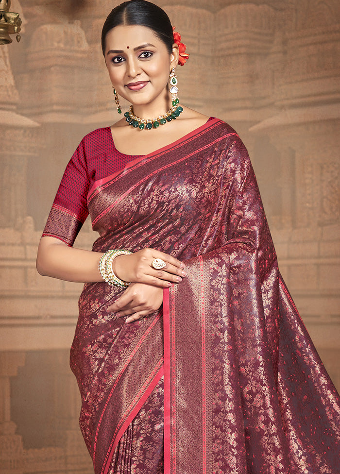 Red Spun Silk Saree With Blouse Piece Cheap Sale Tumblr