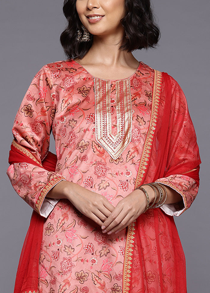 3 Pc Peach Readymade Velvet Dupatta Suit Set Shop Sale Online