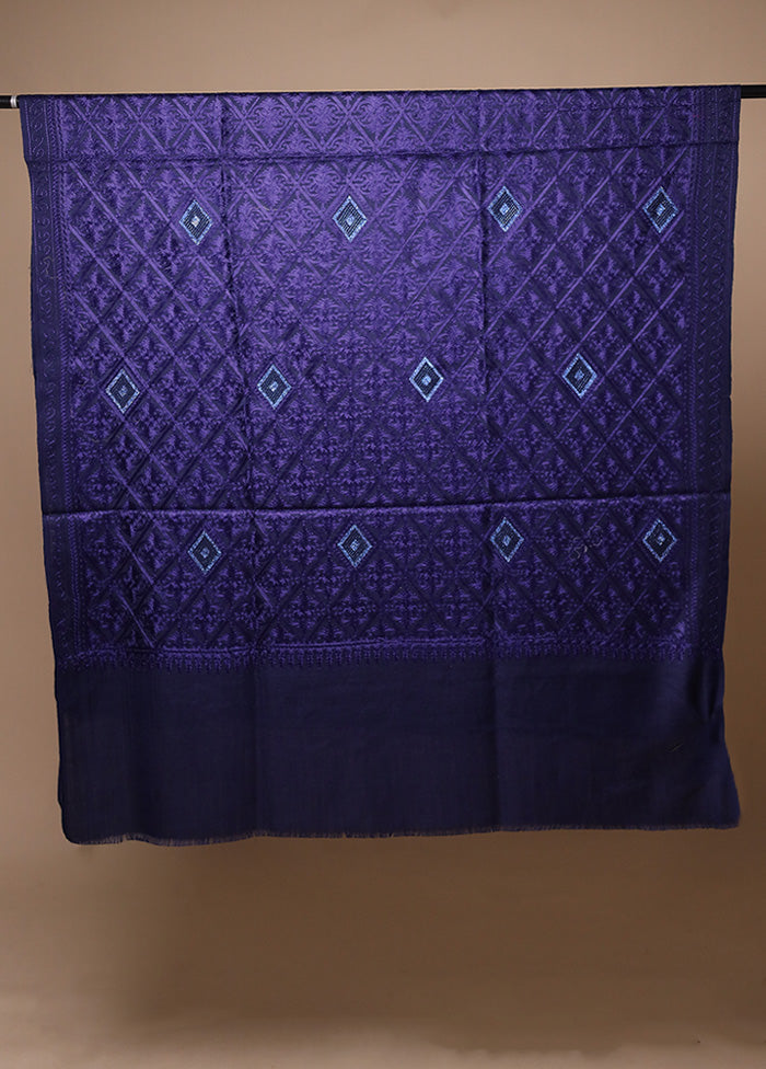 Purple Butta Work With Zari Woven Border Shawl The Cheapest Cheap Online