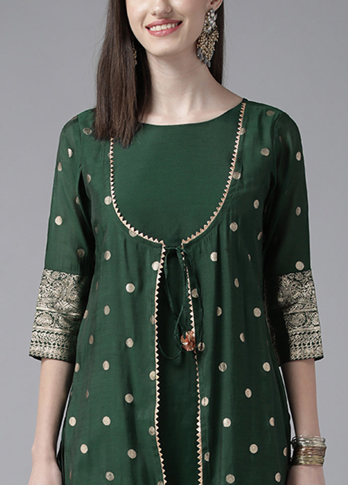 2 Pc Green Readymade Chanderi Kurti Set Outlet Store Online