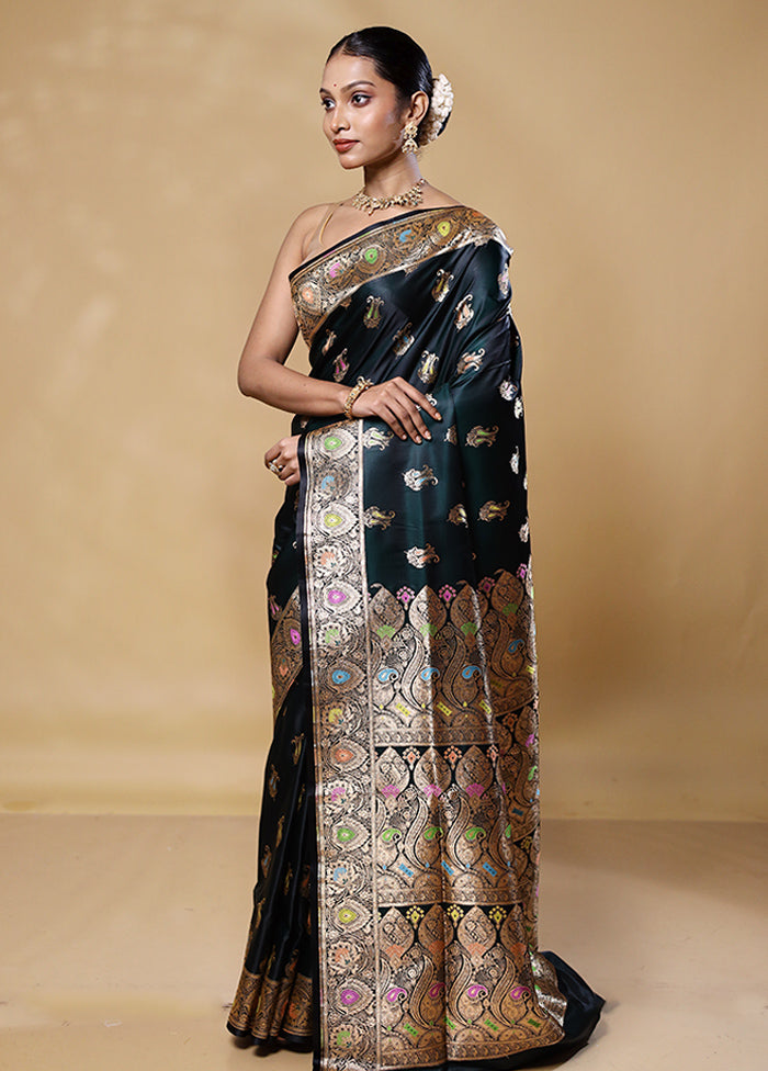 Black Banarasi Silk Saree With Blouse Piece Quality Free Shipping Outlet