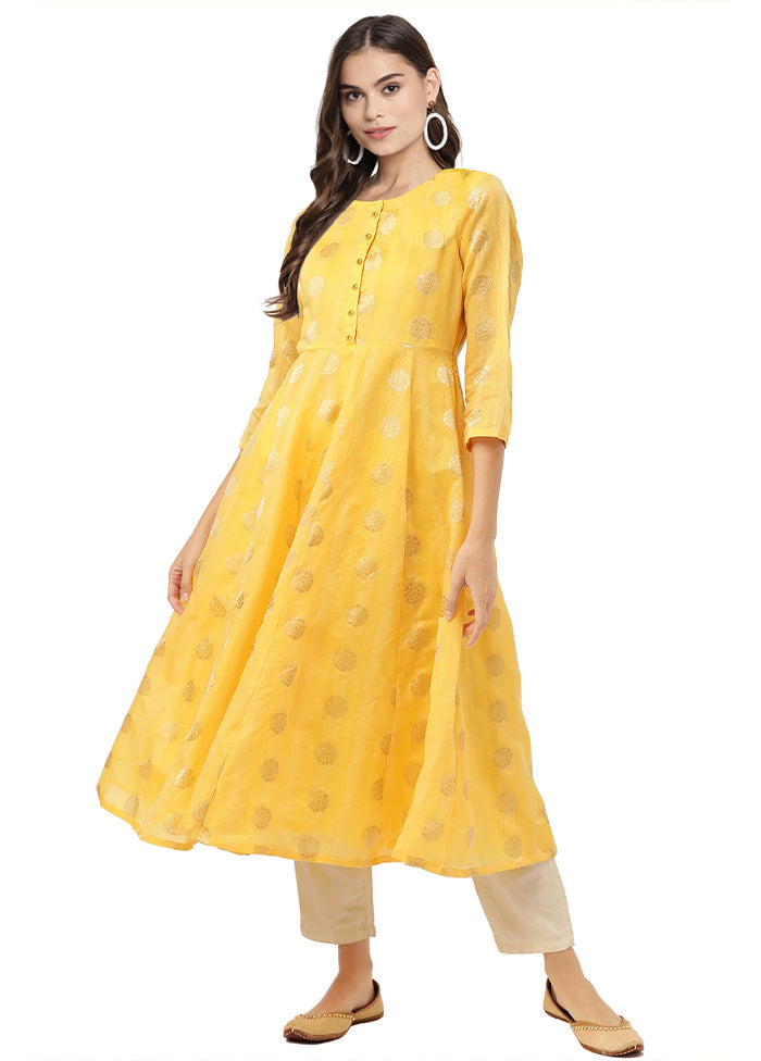 Yellow Readymade Chanderi Kurti Footlocker Finishline Online