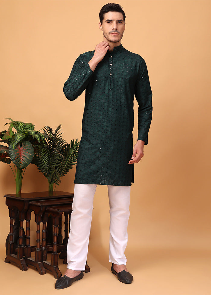 2 Pc Green Viscose Kurta Pajama Set Very Cheap Pice