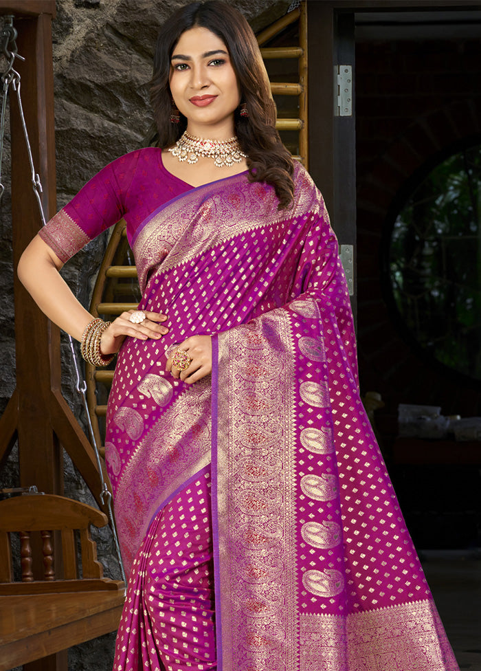 Magenta Spun Silk Saree With Blouse Piece Discount Footlocker Pictures