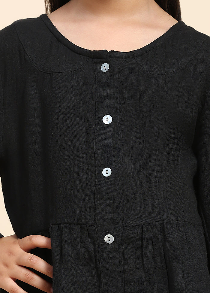 Black Cotton Three Fourth Sleeves Round Neckshape Shirt Discount Wide Range Of