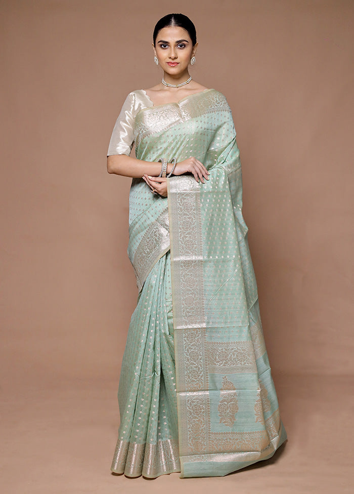 Green Kora Silk Saree With Blouse Piece 2025 Newest Cheap Online