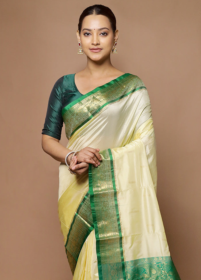 Yellow Kanjivaram Silk Saree With Blouse Piece Free Shipping Largest Supplier