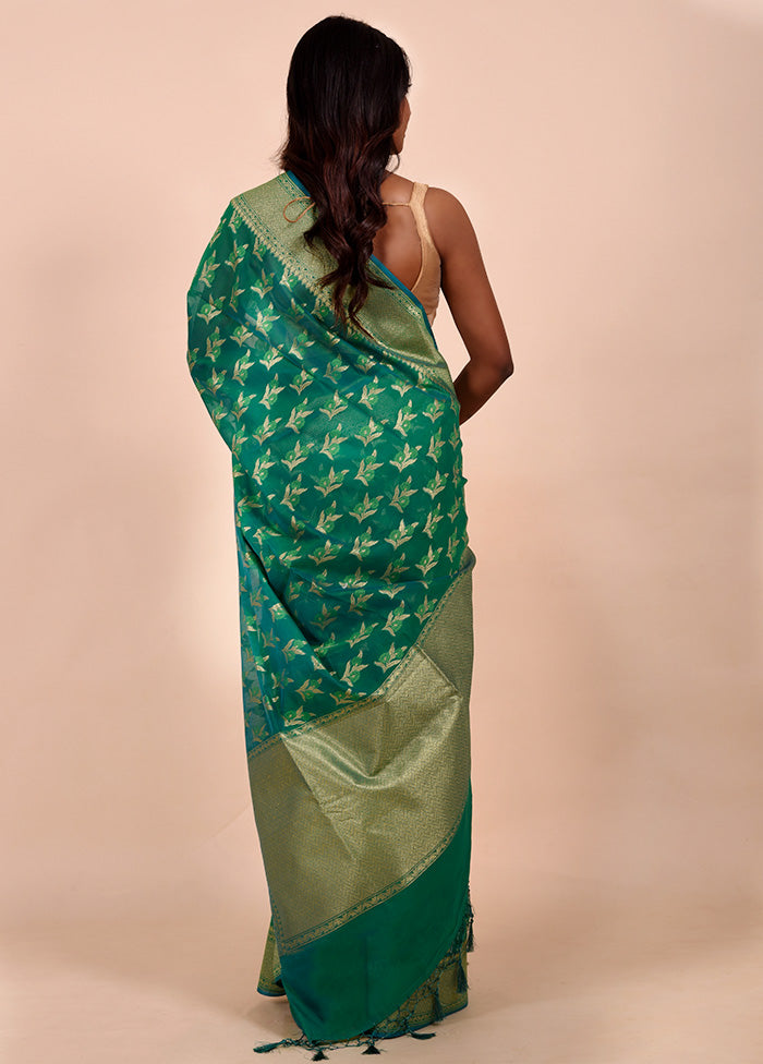 Green Kora Silk Saree With Blouse Piece Free Shipping Cheap Pice