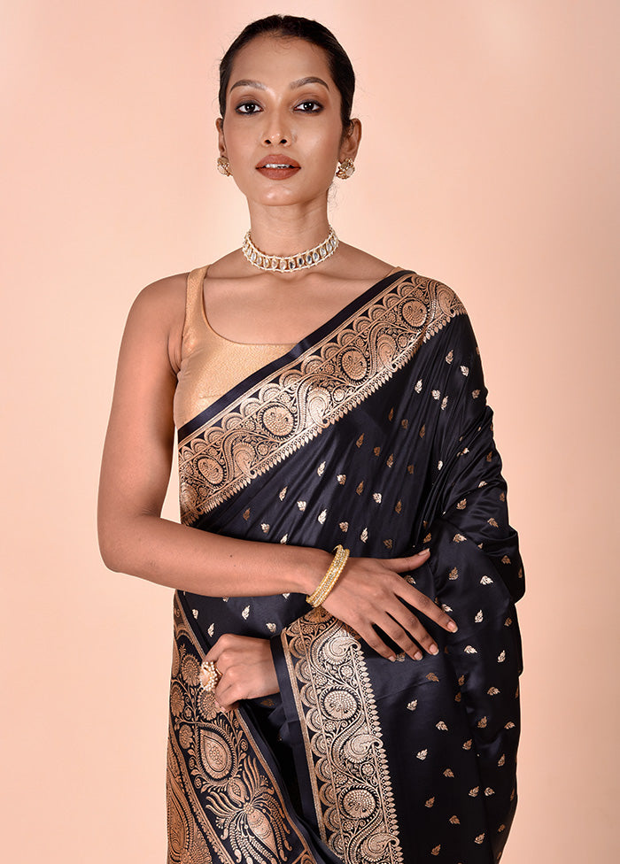 Black Banarasi Silk Saree With Blouse Piece Cost Online