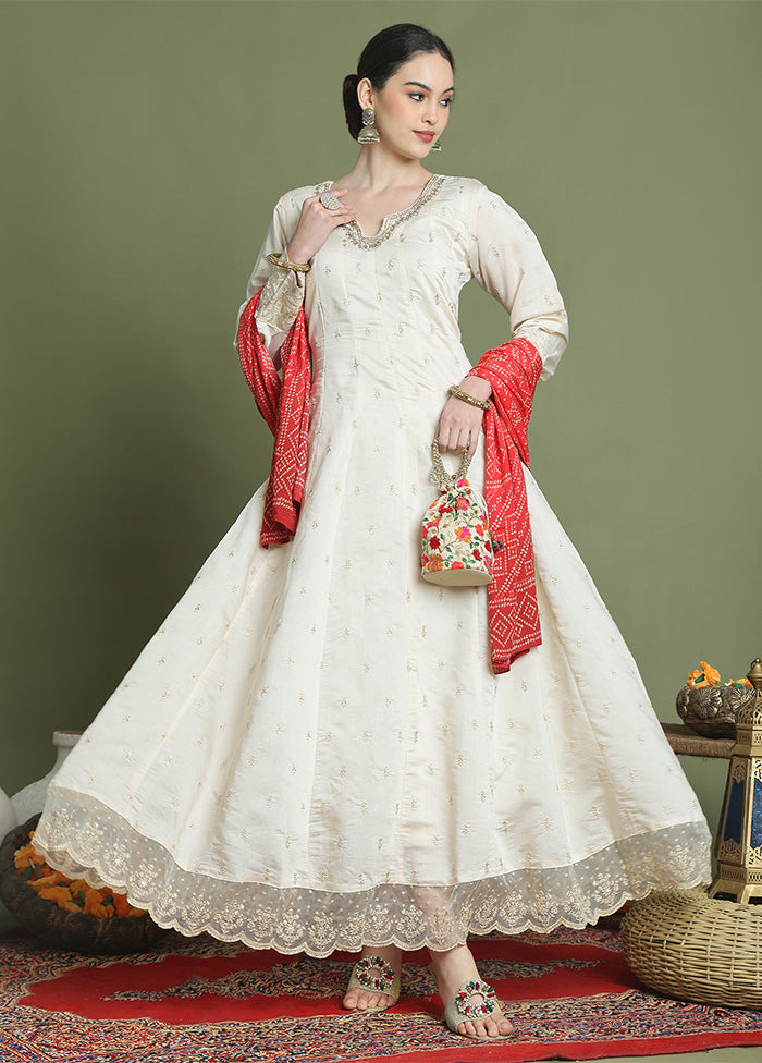 Cream Readymade Silk Dupatta Indian Dress Free Shipping Recommend