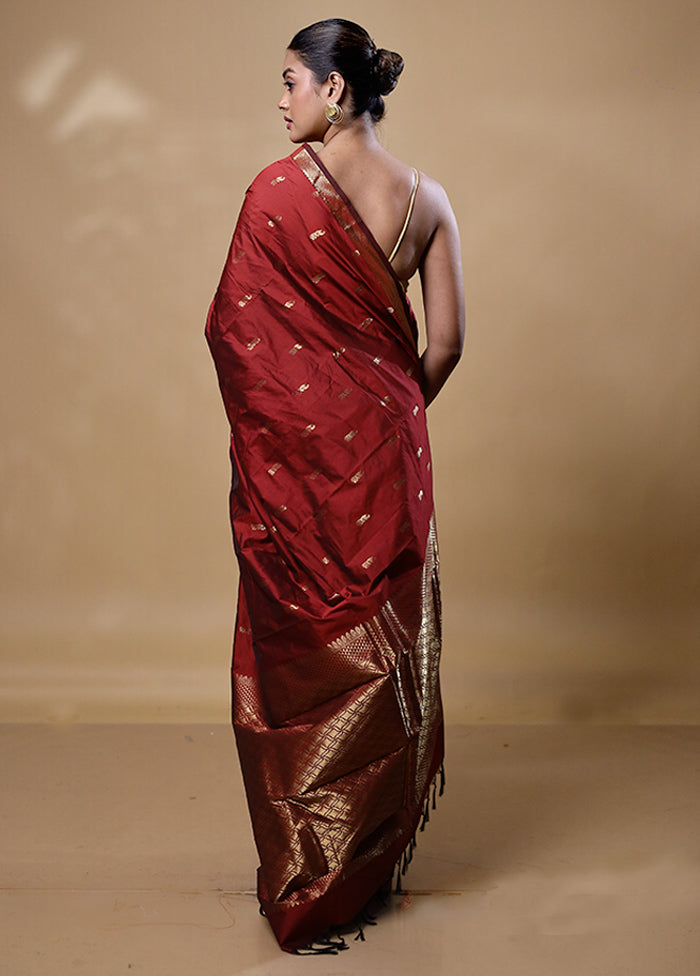 Maroon Kanjivaram Silk Saree With Blouse Piece Buy Cheap Cheapest