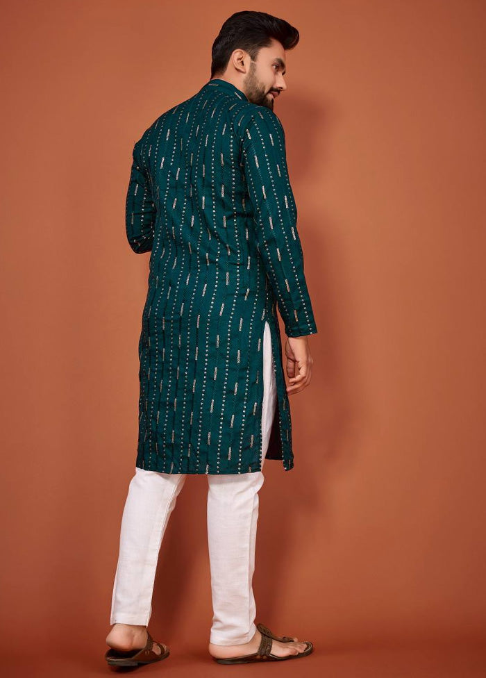 Teal Cotton Kurta And Pajama Set Buy Cheap Wholesale Pice