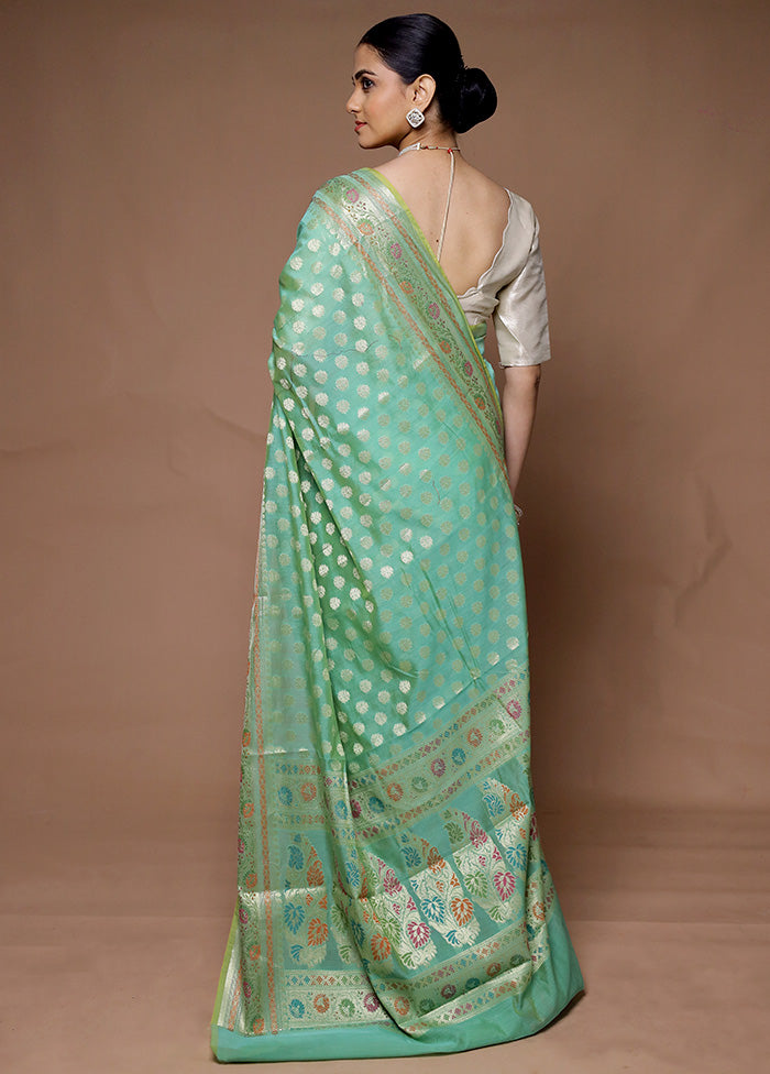 Green Kora Silk Saree With Blouse Piece Sast Cheap Pice