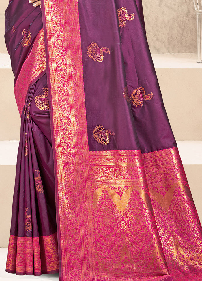 Wine Dupion Silk Saree With Blouse Piece Buy Cheap Free Shipping