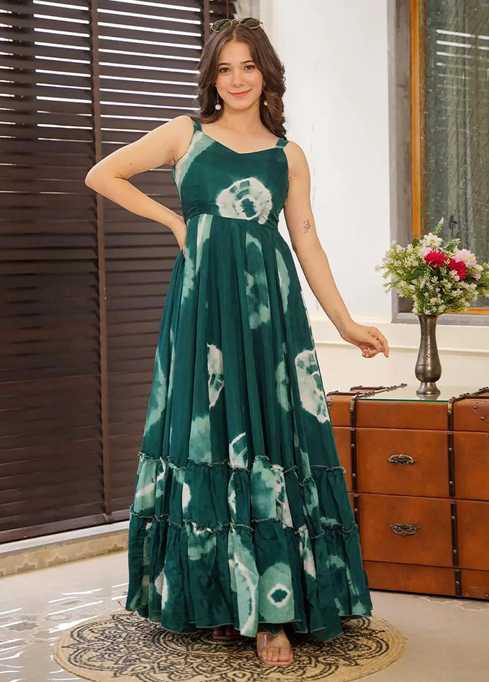 Teal Readymade Rayon Long Gown The Cheapest