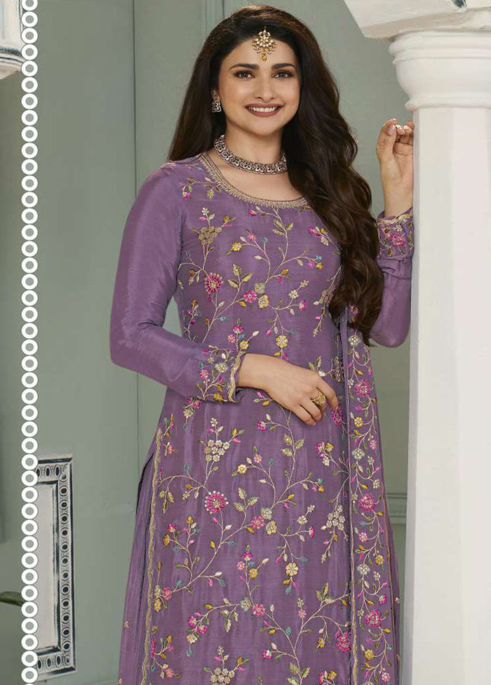 3 Pc Onion Pink Semi Stitched Viscose Suit Set Discount Purchase