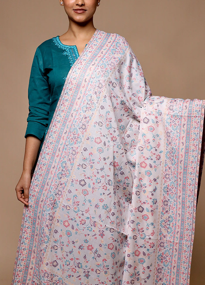 White Butta Work With Zari Woven Border Shawl Outlet Exclusive