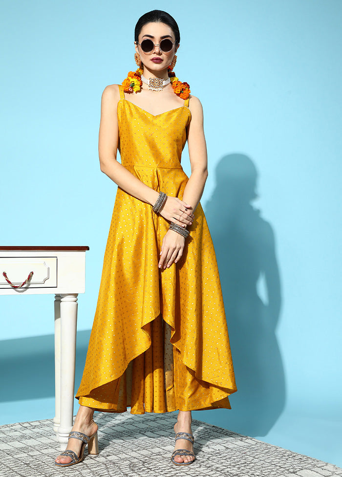 2 Pc Mustard Readymade Silk Kurti Set Cheap Footlocker