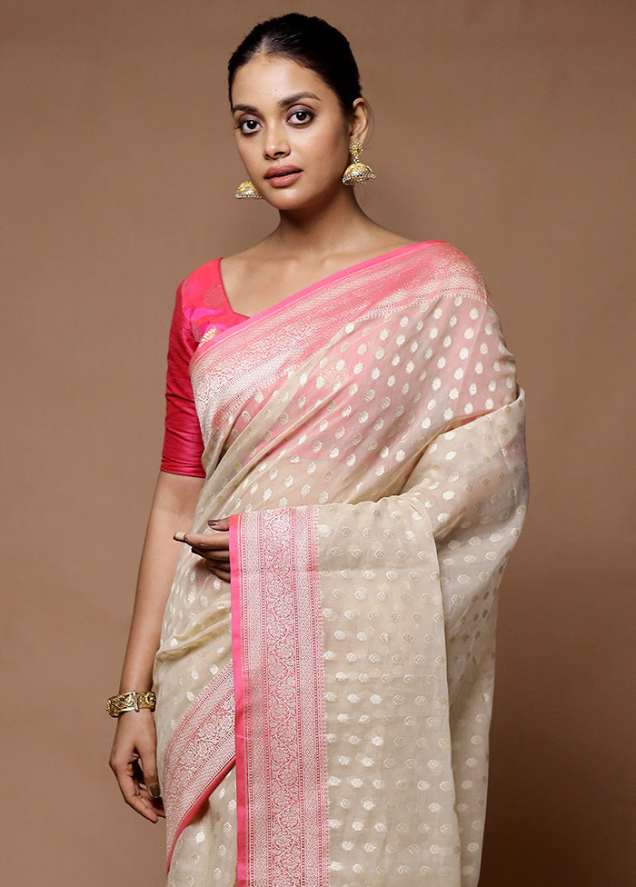 Cream Kora Silk Saree With Blouse Piece Clearance Wiki