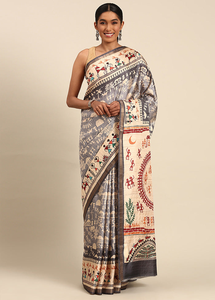 Grey Cotton Saree With Blouse Piece Visit Online