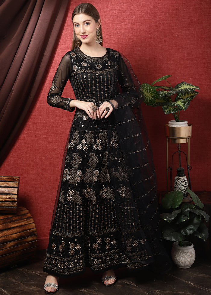 3 Pc Black Unstitched Suit Set With Dupatta Best Pices For Sale