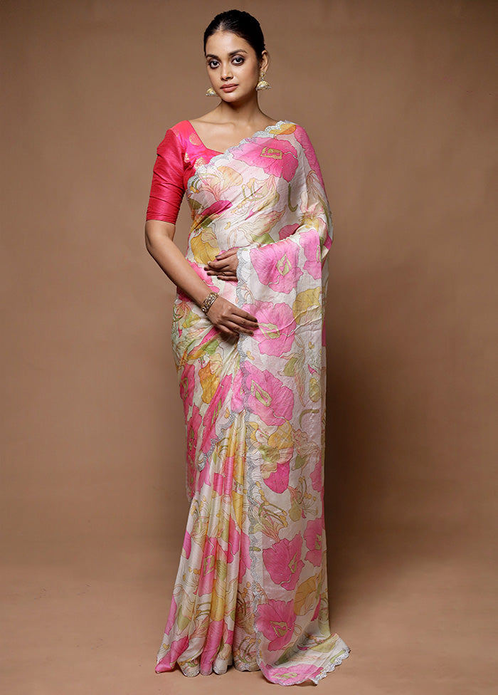 Yellow Chiffon Silk Saree With Blouse Piece Pick A Best Cheap Pice