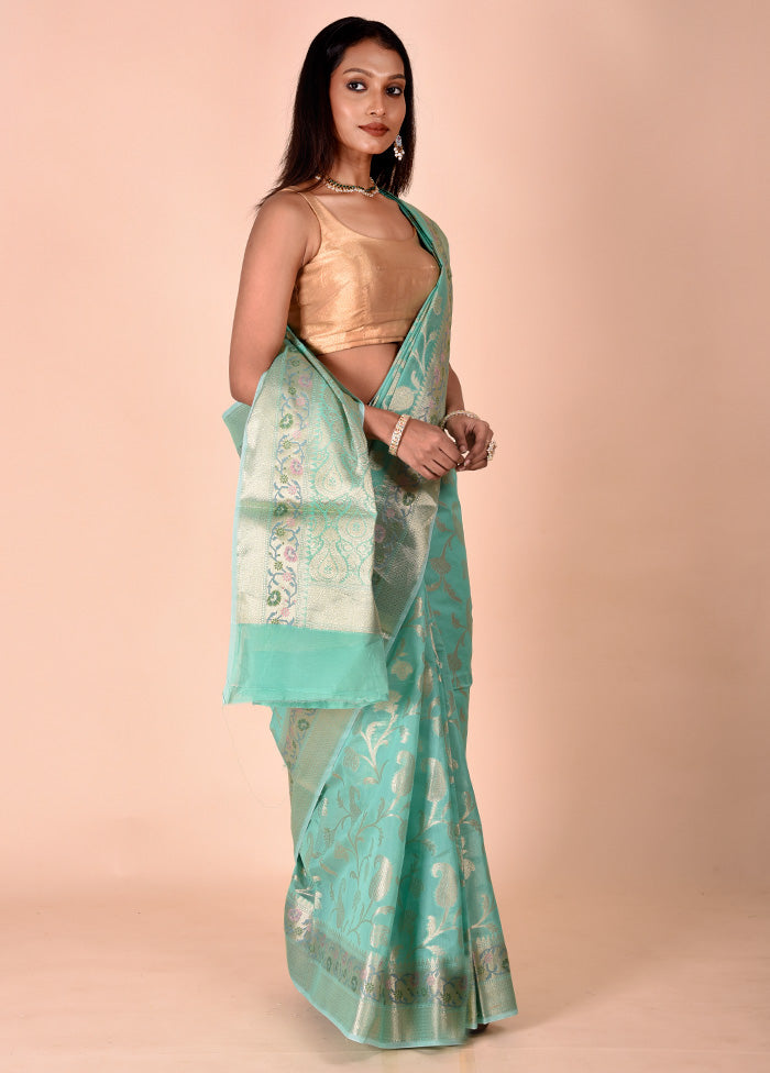 Green Kota Cotton Saree With Blouse Piece Free Shipping Online