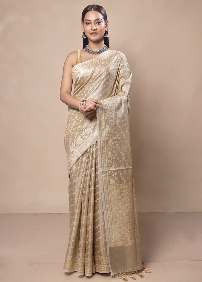 Cream Tissue Silk Saree With Blouse Piece Clearance Explore