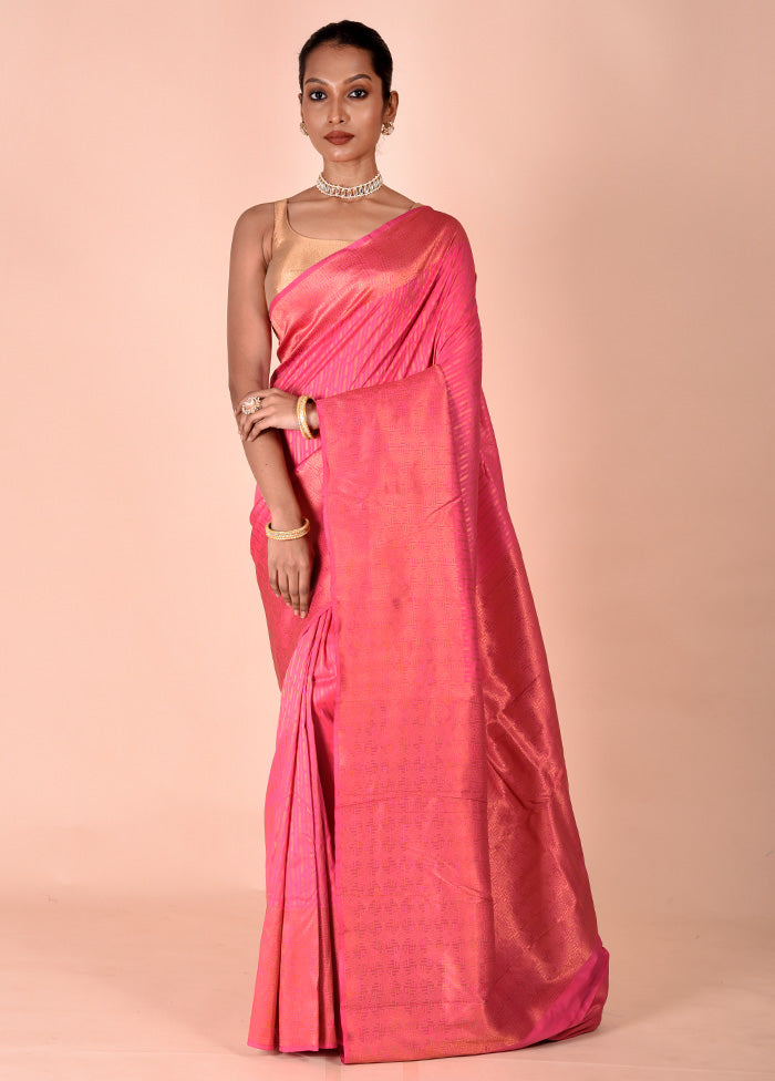 Pink Handloom Kanjivaram Pure Silk Saree With Blouse Piece Discount Wiki