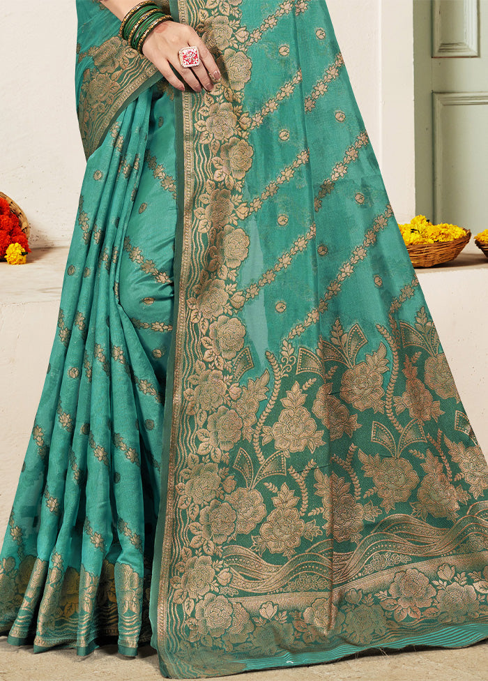 Sea Green Spun Silk Saree With Blouse Piece Buy Cheap Perfect