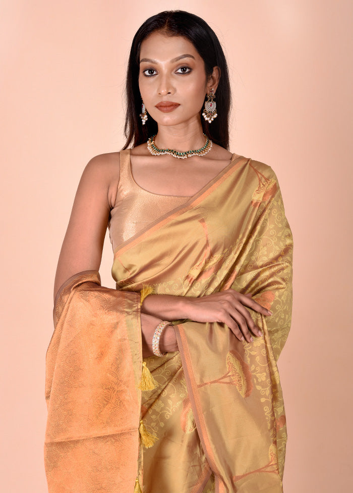 Yellow Kora Silk Saree With Blouse Piece Wiki Cheap Pice