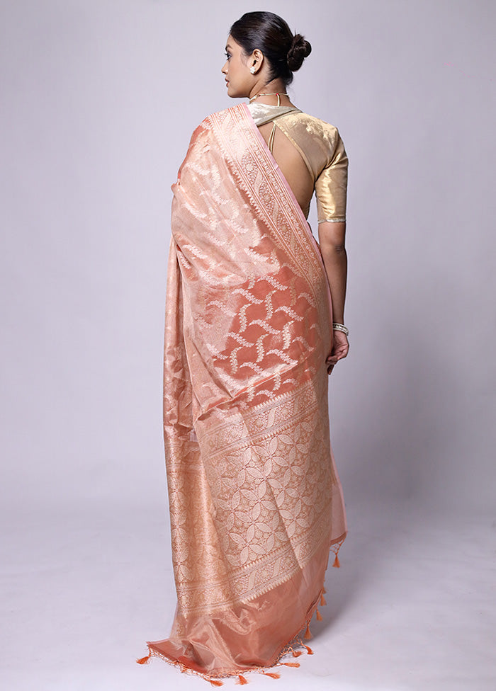 Peach Tissue Silk Saree With Blouse Piece Sale Finishline