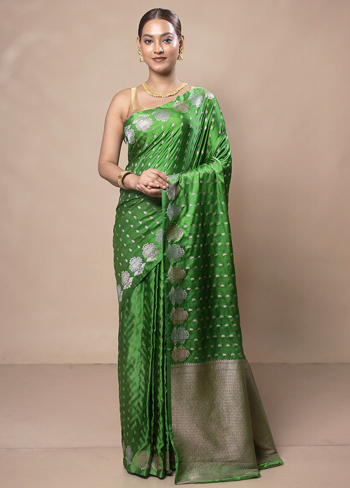 Green Katan Silk Saree With Blouse Piece Ebay Online