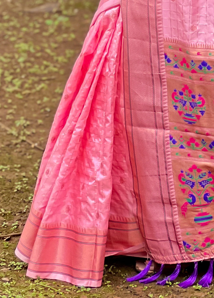 Pink Dupion Silk Saree With Blouse Piece Fast Delivery Online