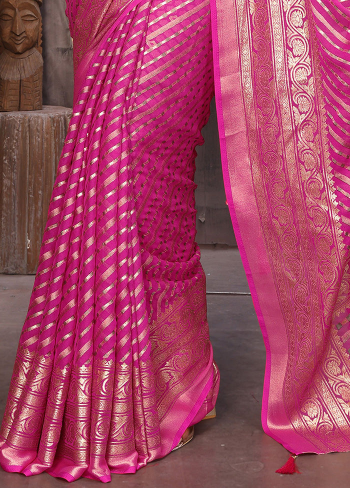 Pink Spun Silk Saree With Blouse Piece Buy Cheap With Credit Card