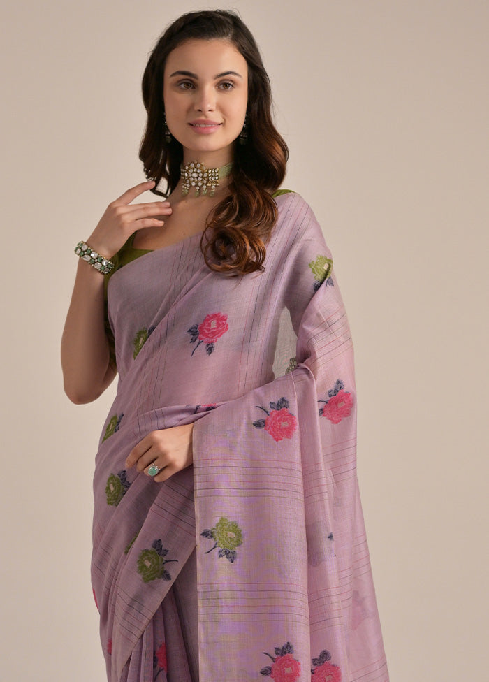 Lavender Pure Cotton Saree With Blouse Piece Choice Online