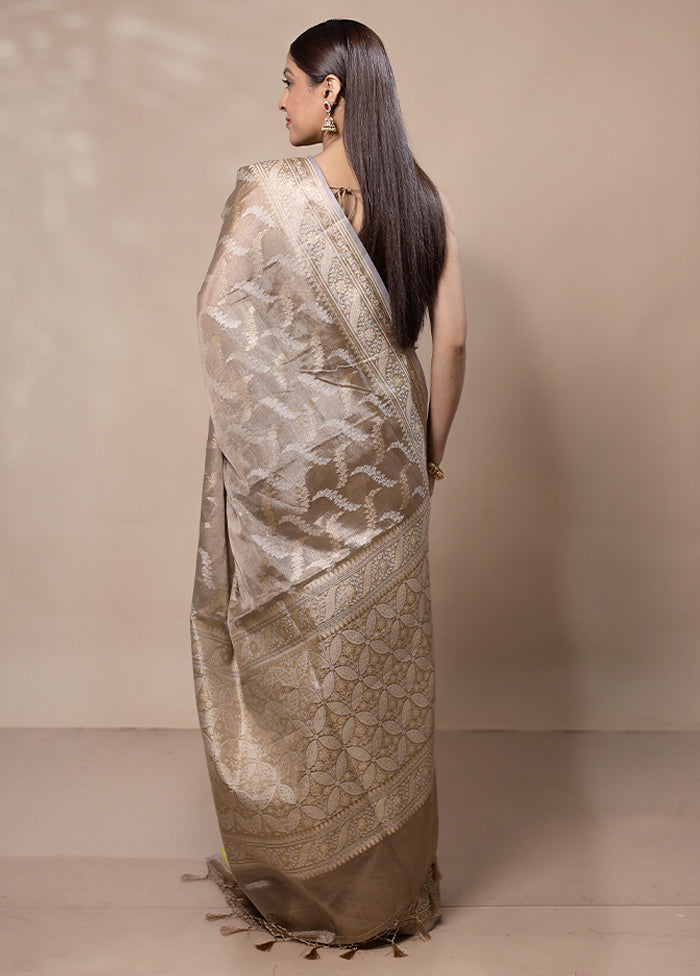 Beige Tissue Silk Saree With Blouse Piece Cheap With Credit Card